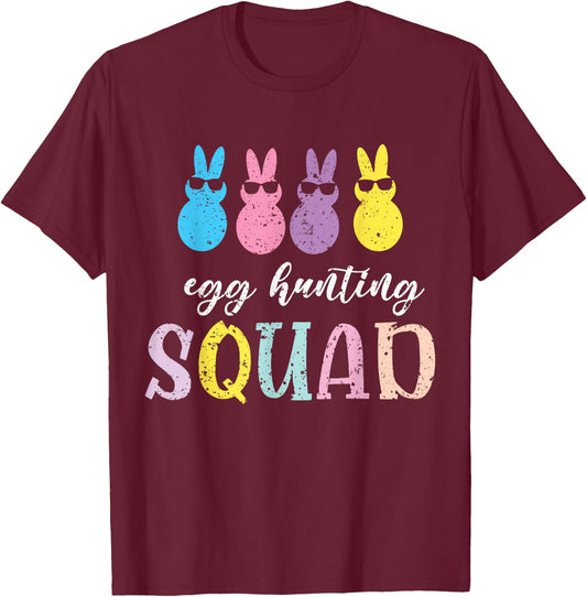 Funny Kids Baby Egg Hunting Squad T-Shirt - T-Shirt | Maroon