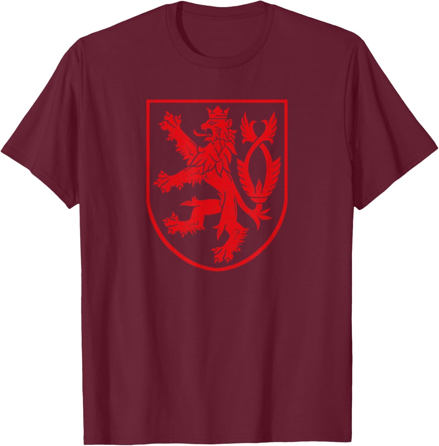 Czech Republic Lion Symbol Czechia Coat of Arms Flag Shield T-Shirt - T-Shirt | Maroon