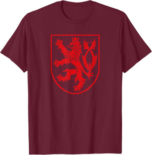 Czech Republic Lion Symbol Czechia Coat of Arms Flag Shield T-Shirt - T-Shirt | Maroon
