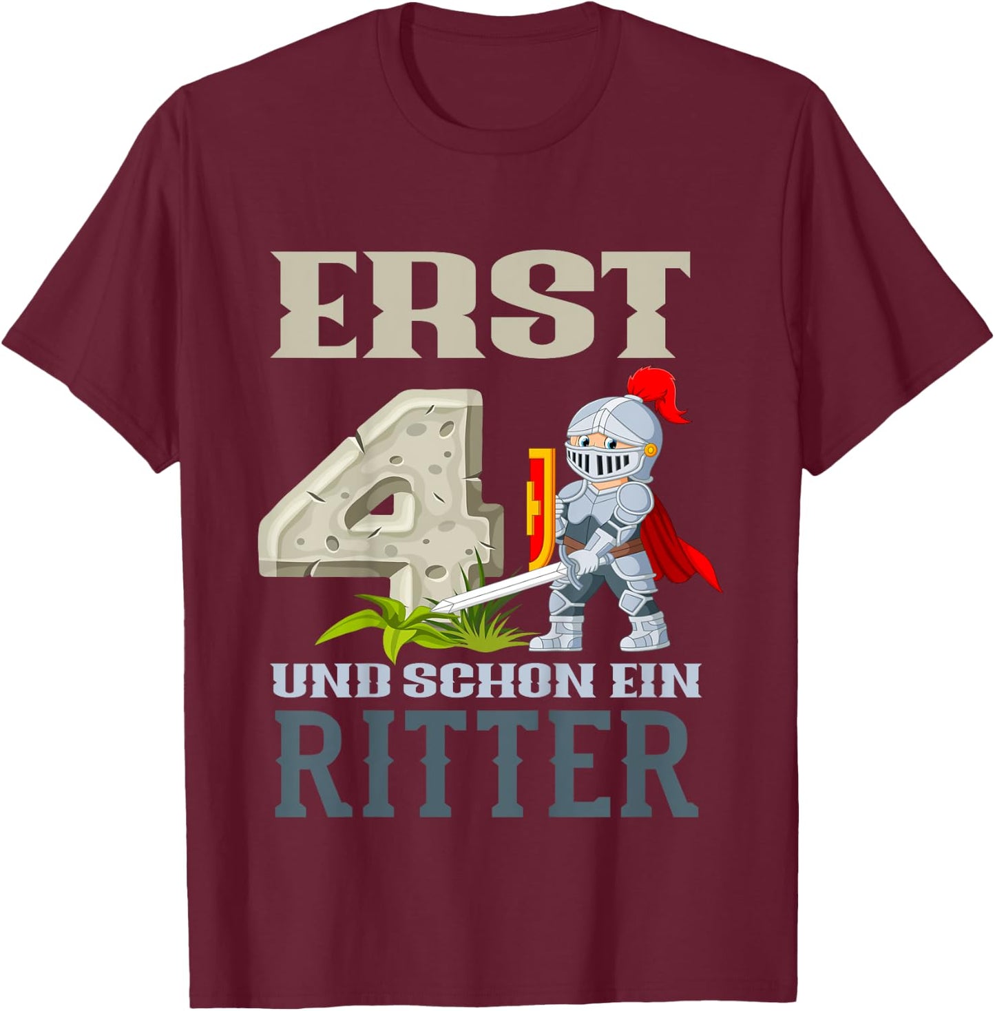 Children's 4th Birthday Knight 4 Years, black, 80 T-Shirt - T-Shirt | Maroon