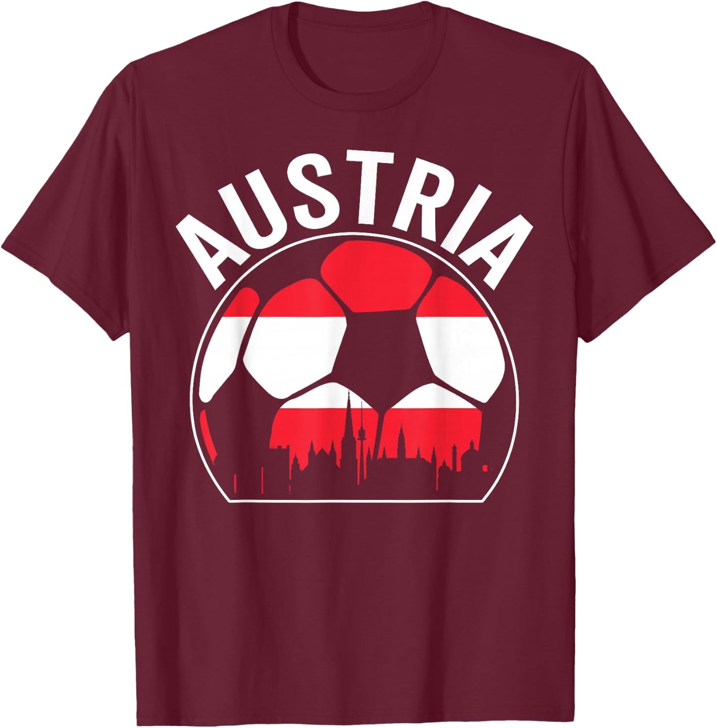 Österreich Fußballmannschaft Spieler Fan Souvenir Galerie T-Shirt - T-Shirt | Maroon