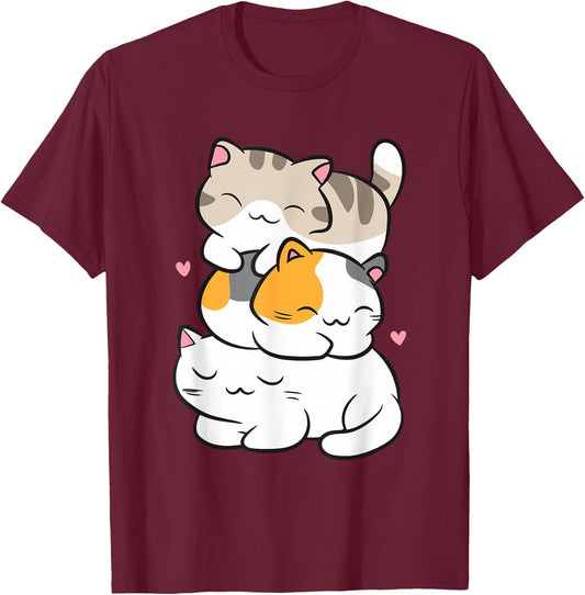 Kawaii Cat Sleeping Cat Lovers Cute Cat , black T-Shirt - T-Shirt | Maroon