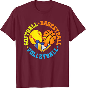 Softball Basketball Volleyball T-Shirt - T-Shirt | Maroon