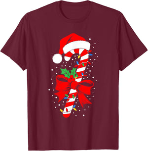 Christmas Candy Cane Shirt Boy Girl Kids Men Women , Black, S T-Shirt - T-Shirt | Maroon