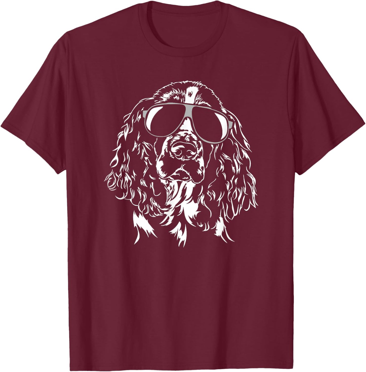 Funny English Springer Spaniel sunglasses dog mom cool dog T-Shirt - T-Shirt | Maroon