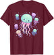 Jellyfish Cute Kawaii Sea Ocean Creature Fish School Pastel T-Shirt - T-Shirt | Maroon