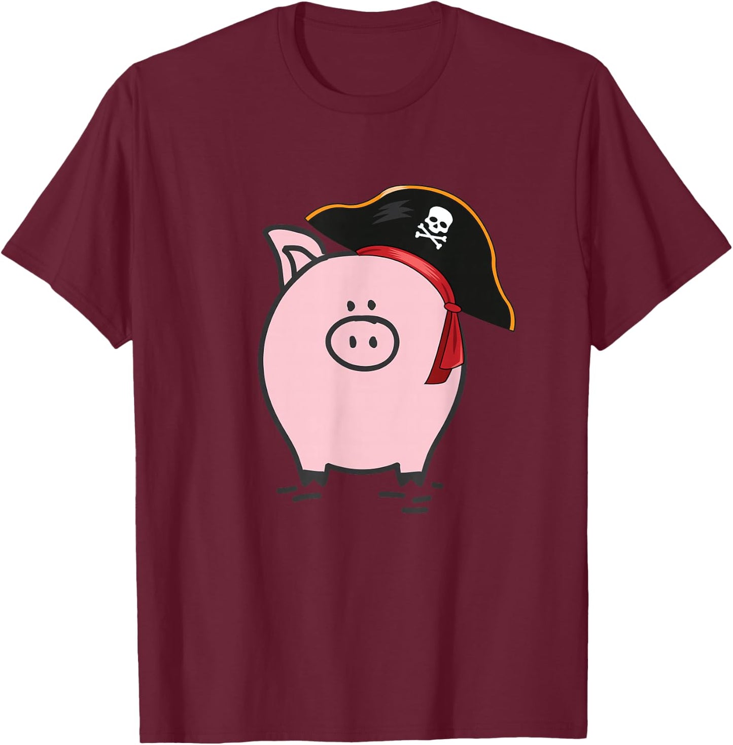 Pig Pirate Piglets Farmer Pig Day T-Shirt - T-Shirt | Maroon