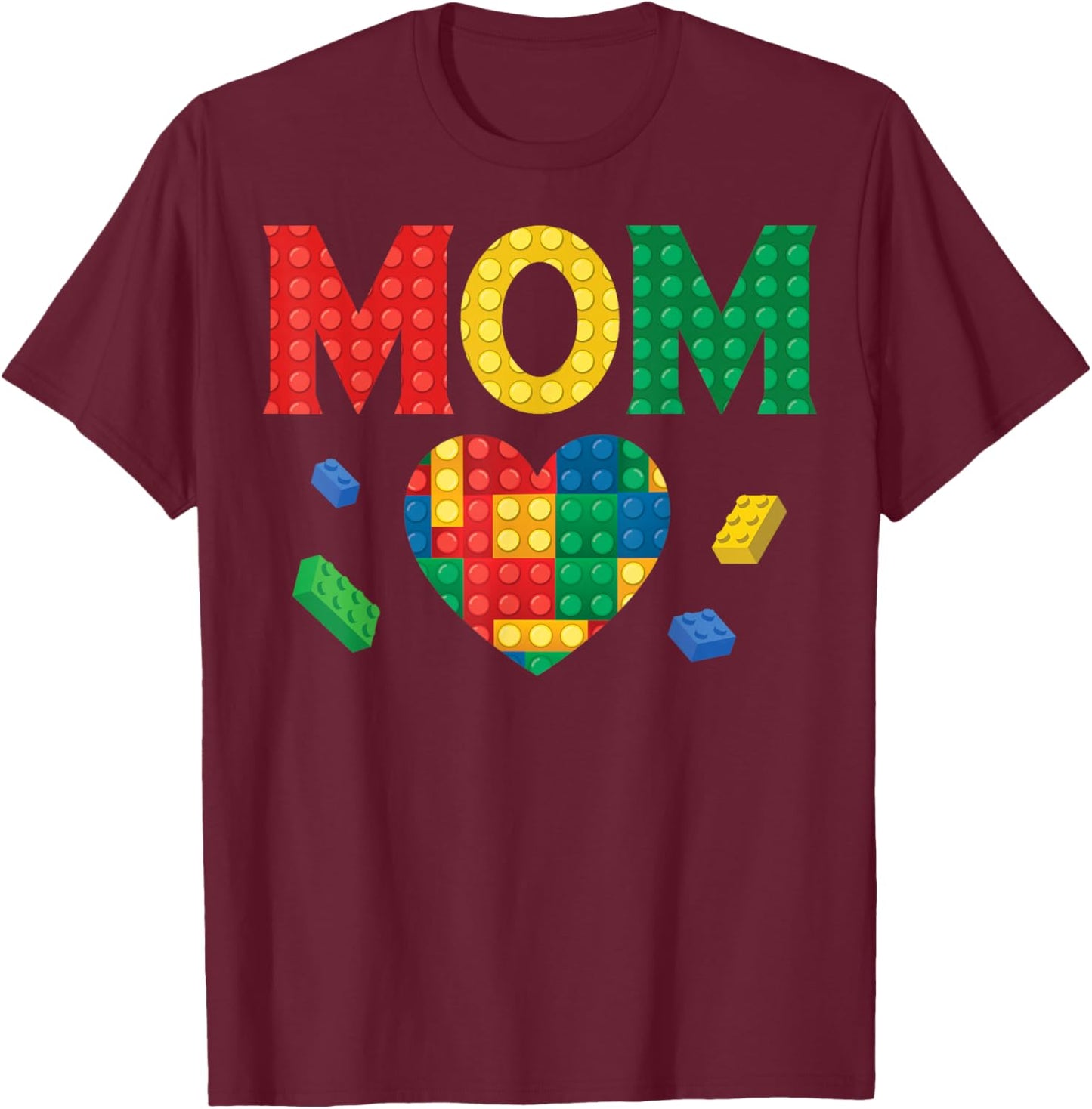 Mom Lover Master Builder Building Bricks Blocks Mothers Day T-Shirt - T-Shirt | Maroon