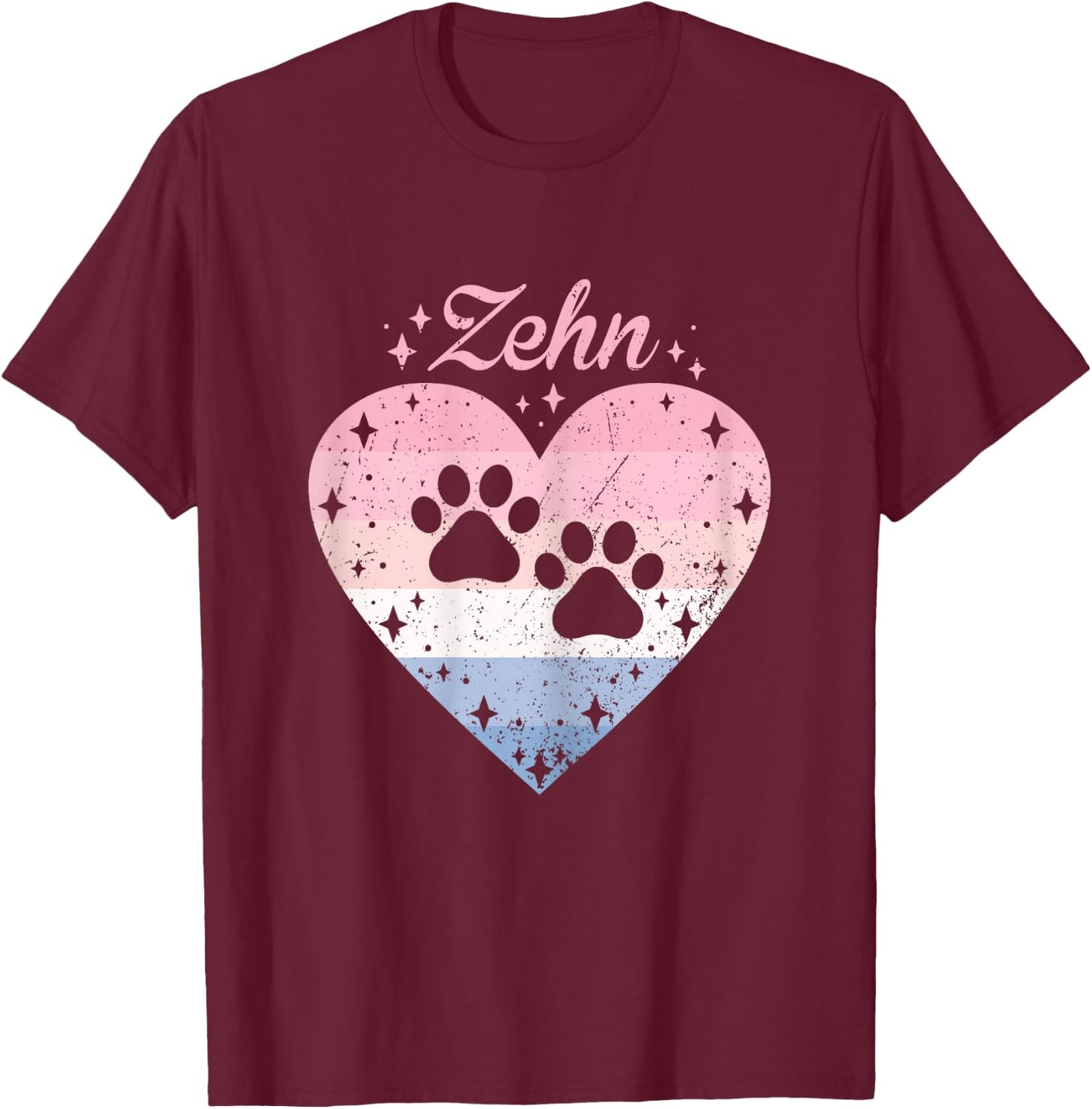 10. Geburtstag Mädchen Süßes Hund Pfote Motiv 10 Jahre T-Shirt - T-Shirt | Maroon