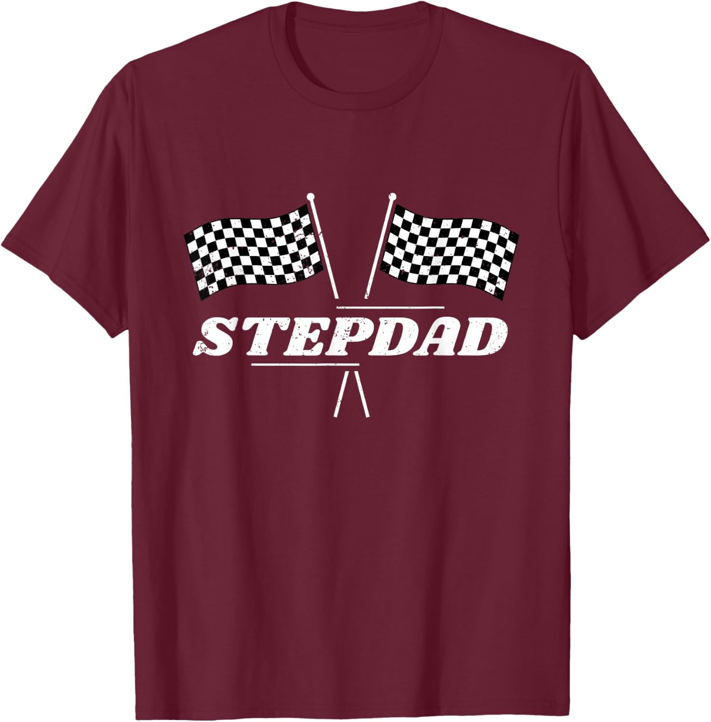 Pit Crew Stepdad Racing Car Family Matching Birthday Party T-Shirt - T-Shirt | Maroon