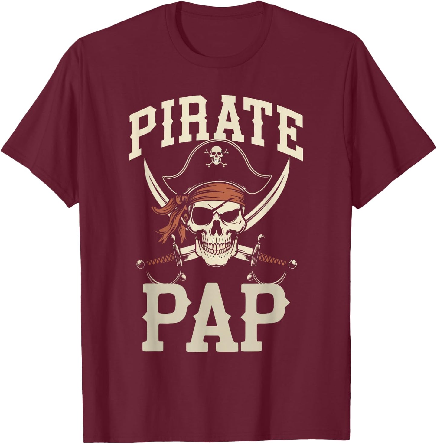 Pirate Pap Funny Captain Matching Grandpa Halloween Costume T-Shirt - T-Shirt | Maroon