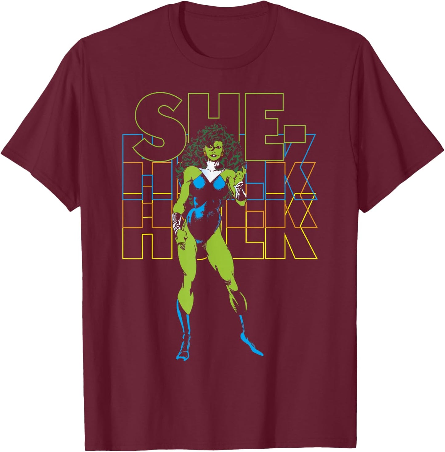 Marvel She-Hulk Name Stack Portrait T-Shirt - T-Shirt | Maroon