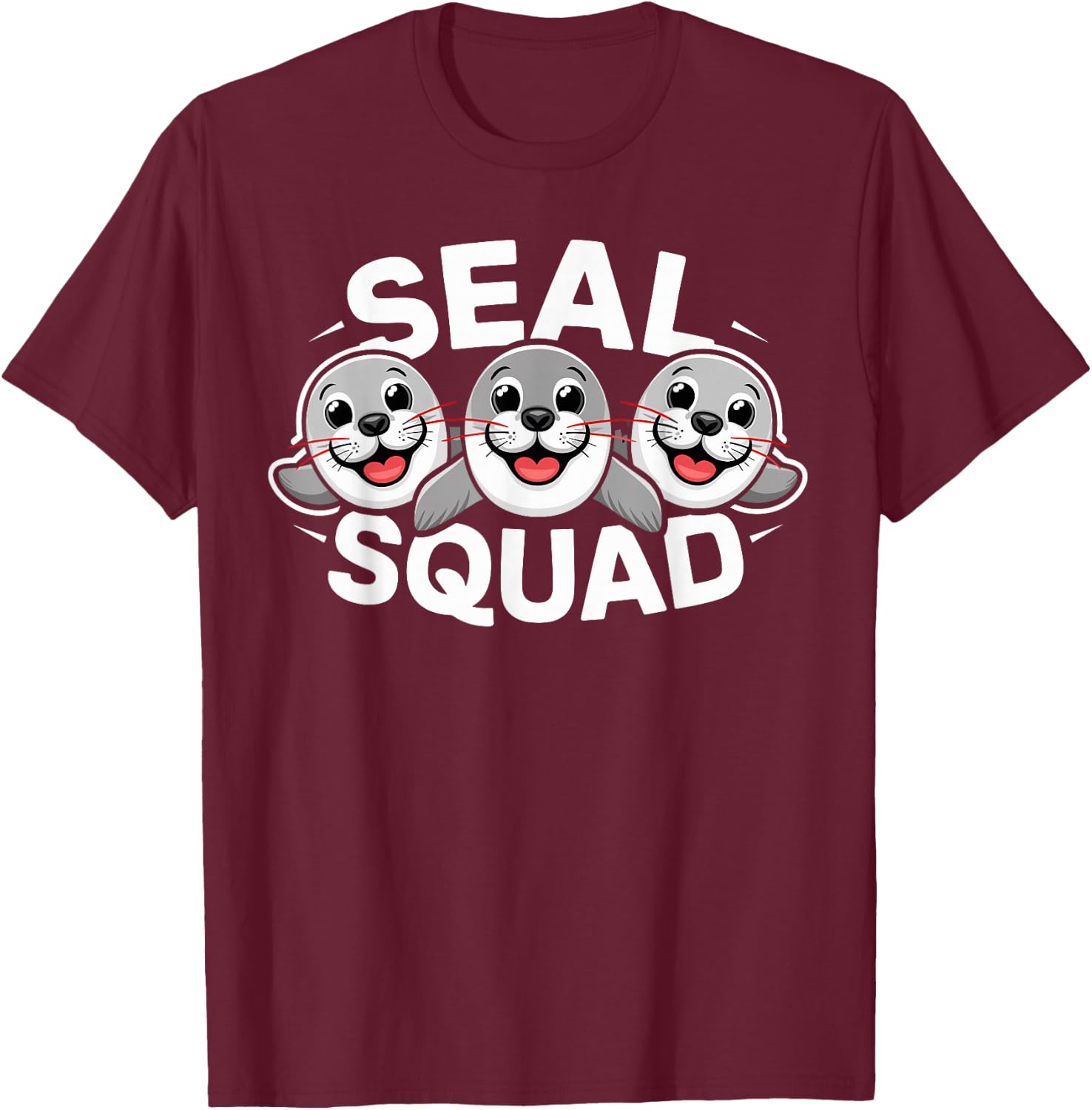 Seal Squad Design for Seal Lover Stuff | Kids Seal T-Shirt - T-Shirt | Maroon