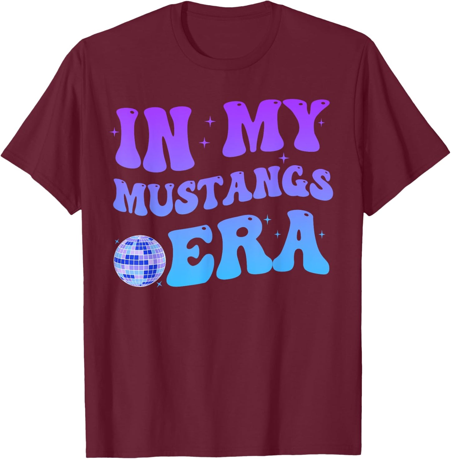In My Mustangs Era Back to School Spirit Game Retro Groovy T-Shirt - T-Shirt | Maroon
