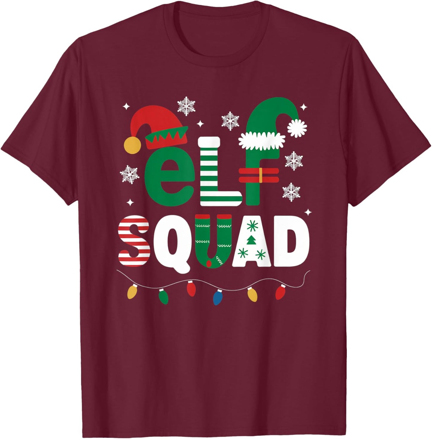 Elf Family Christmas Matching Pajamas Xmas Elf Squad Gifts T-Shirt - T-Shirt | Maroon