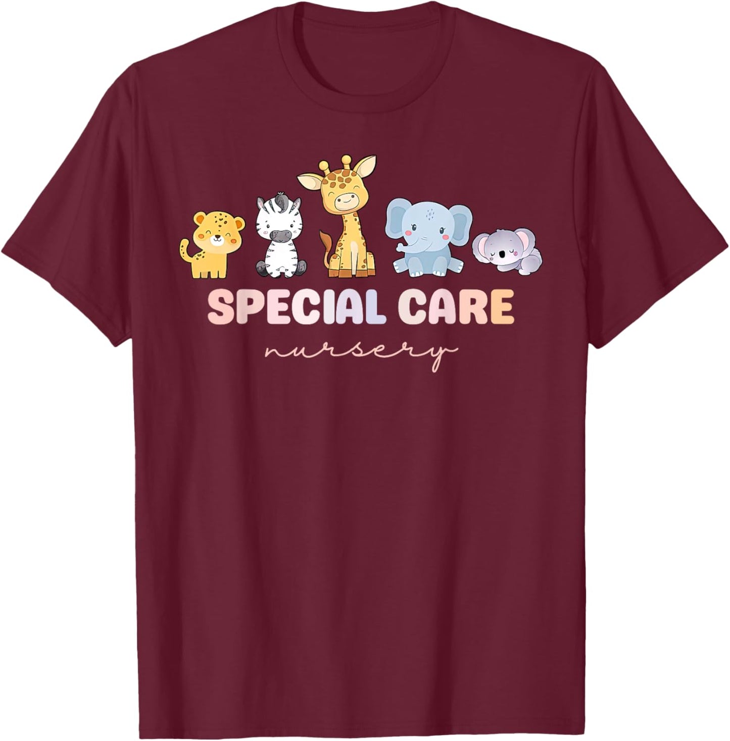 Cute Animal Special Care Nursery Surgical Care Nurse NICU T-Shirt - T-Shirt | Maroon
