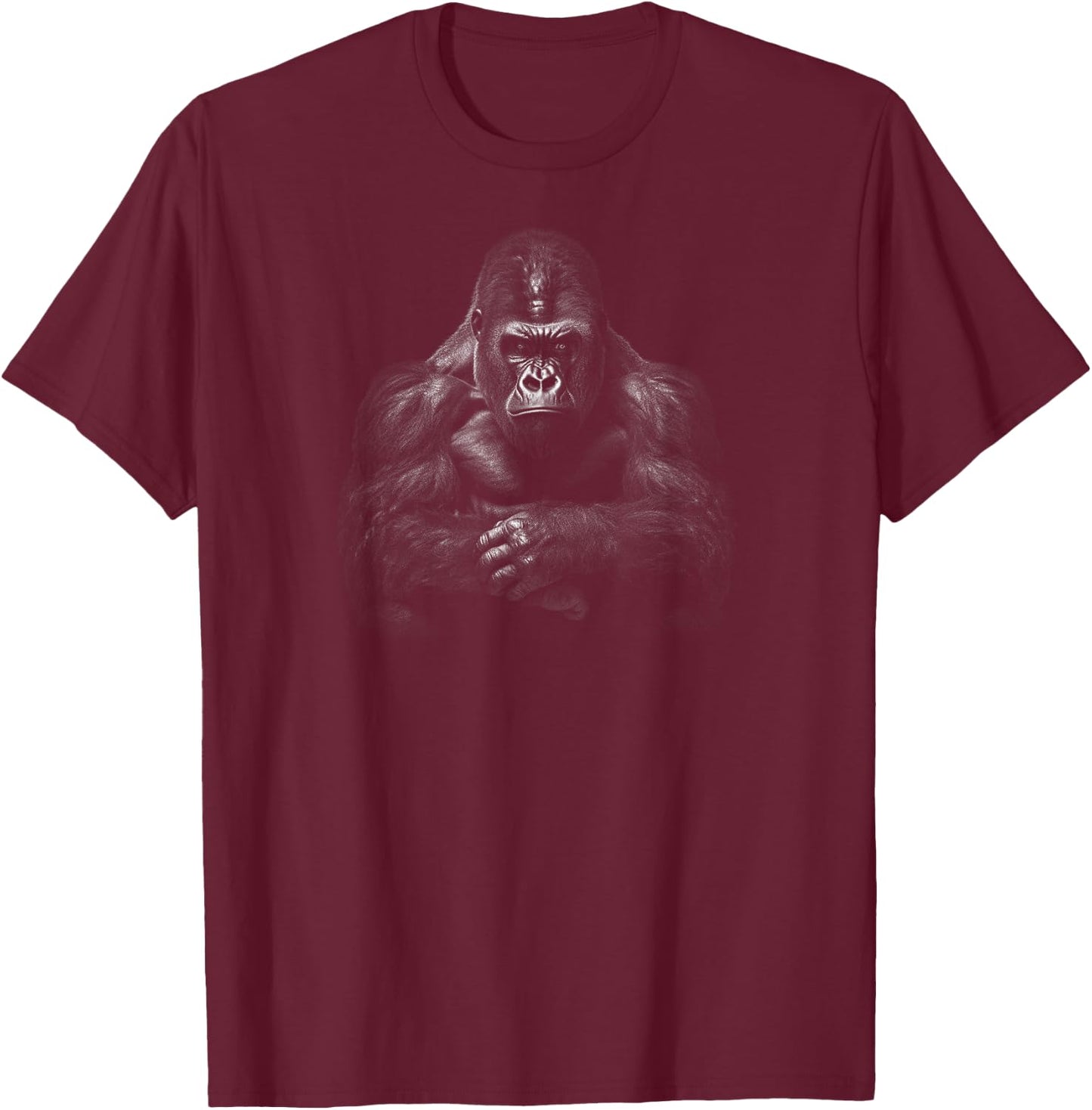 Gorilla Face Angry Growling Scary Silverback Gorilla T-Shirt - T-Shirt | Maroon