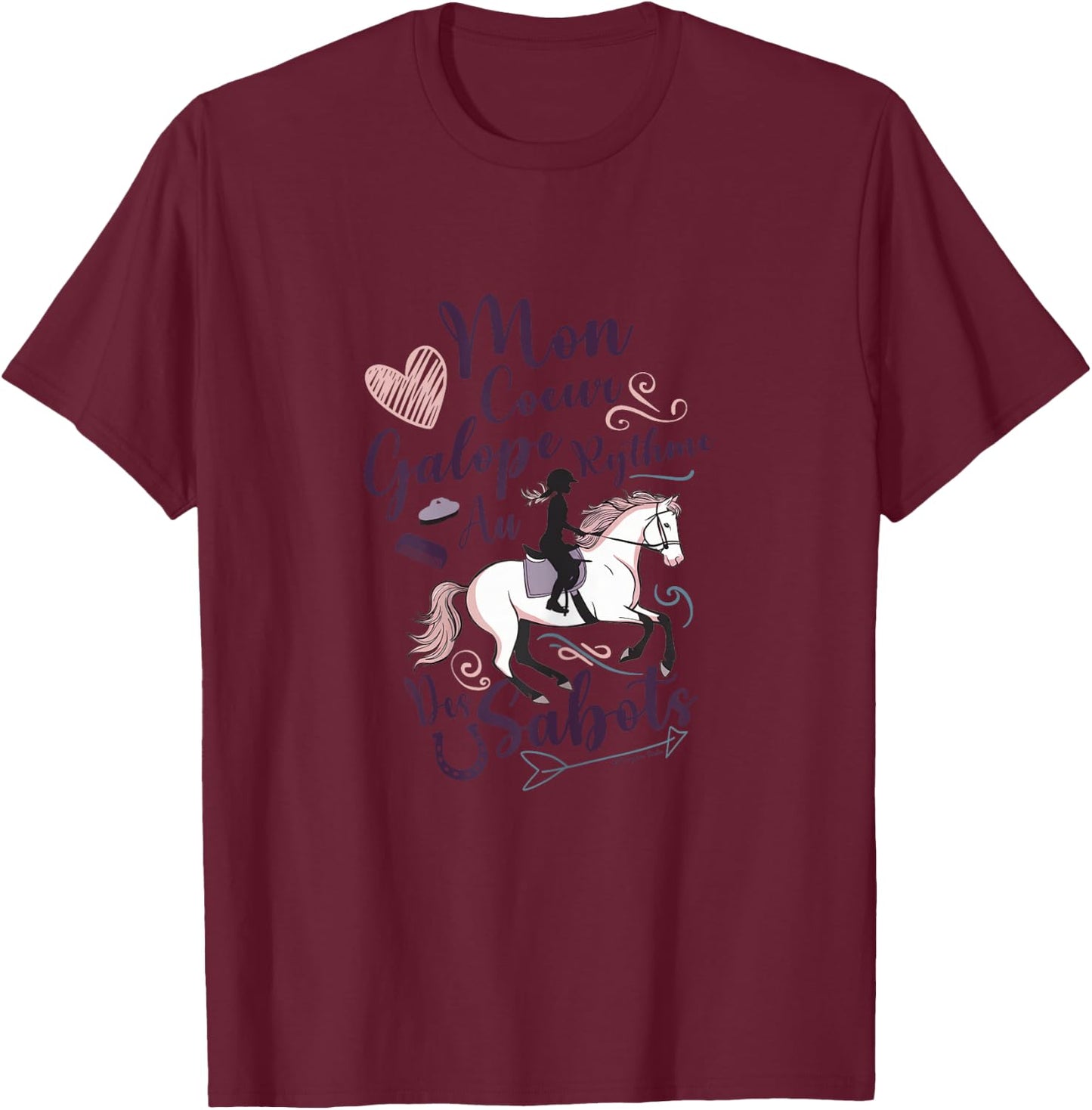 Horse Girl Rider Child and Teen Passion Riding , white T-Shirt - T-Shirt | Maroon