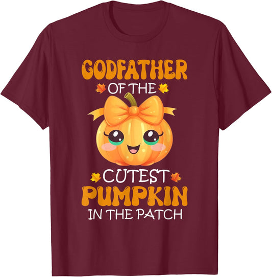Godfather Of The Cutest Pumpkin In The Patch Halloween T-Shirt - T-Shirt | Maroon