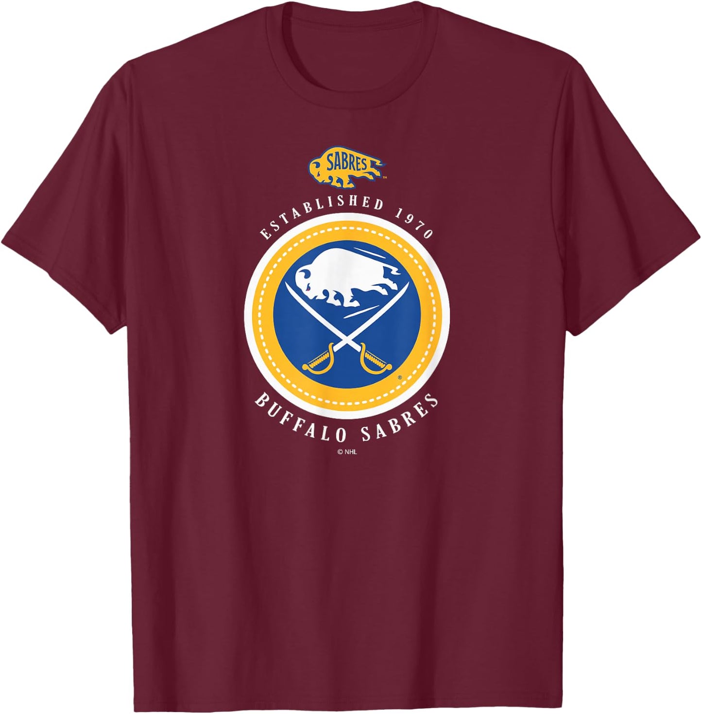 Buffalo Sabres Est 1970 Black Officially Licensed T-Shirt - T-Shirt | Maroon
