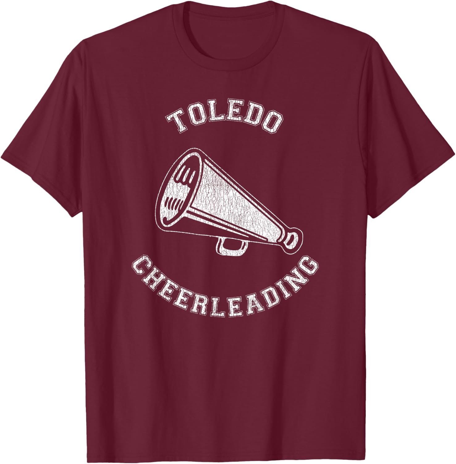Toledo Cheer Distressed Retro 90's Cheerleader T-Shirt - T-Shirt | Maroon