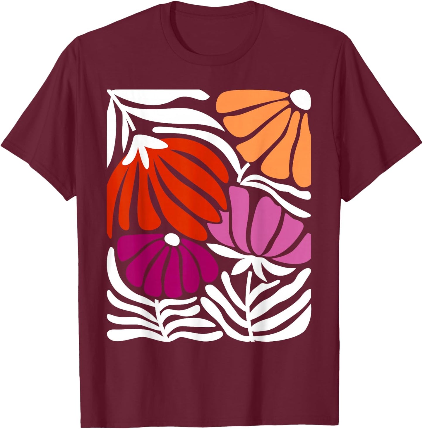 Vibrant Floral Lesbian Pride Art T-Shirt - T-Shirt | Maroon