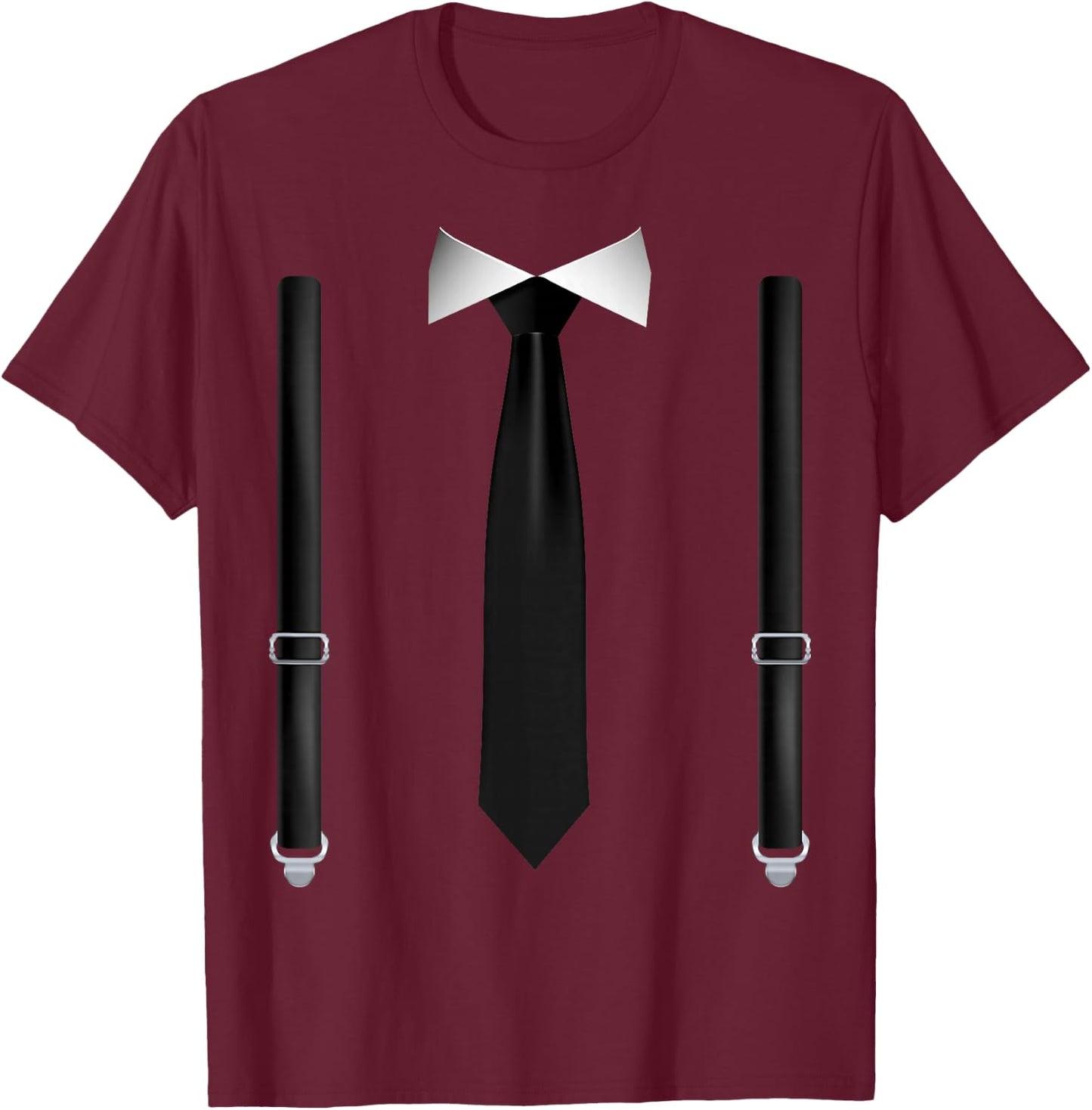 Tie with Braces Funny Tuxedo for Weddings T-Shirt - T-Shirt | Maroon