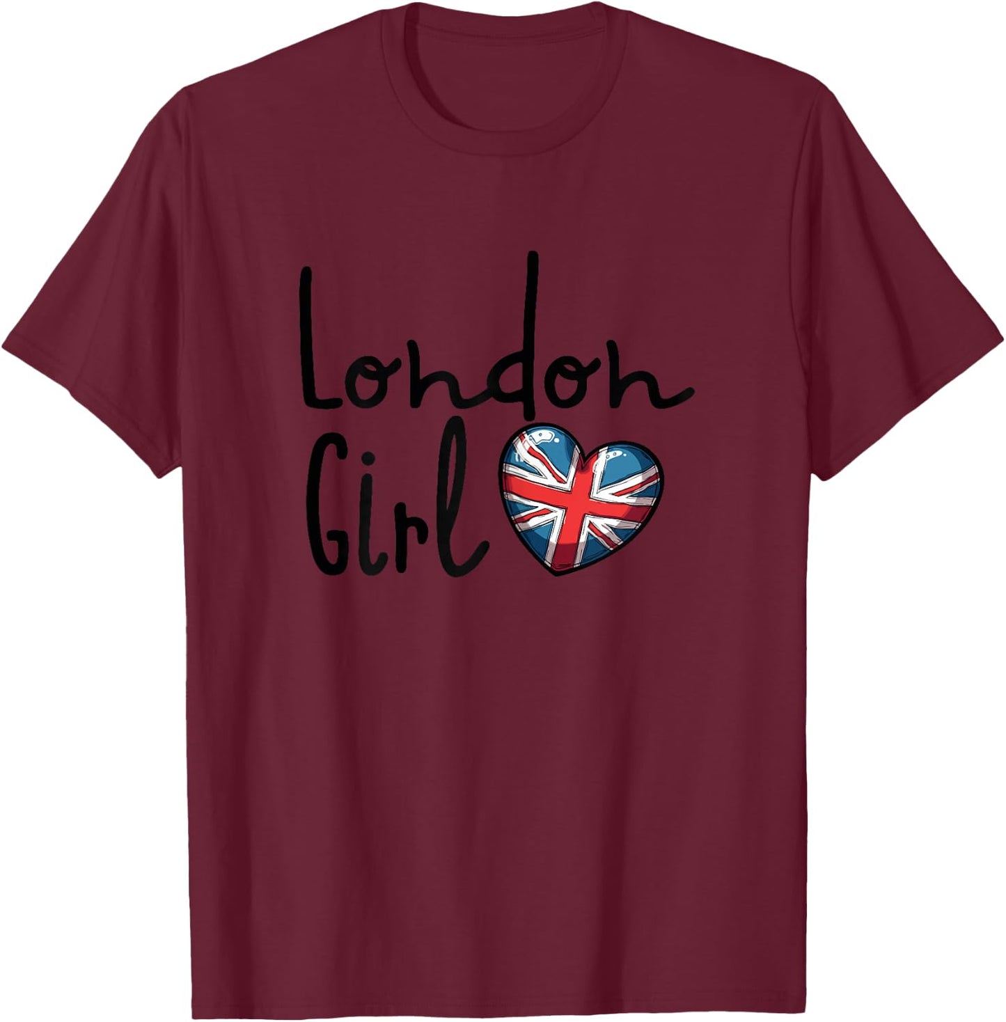 London Girl, London Girls, British Flag Women's , White T-Shirt - T-Shirt | Maroon