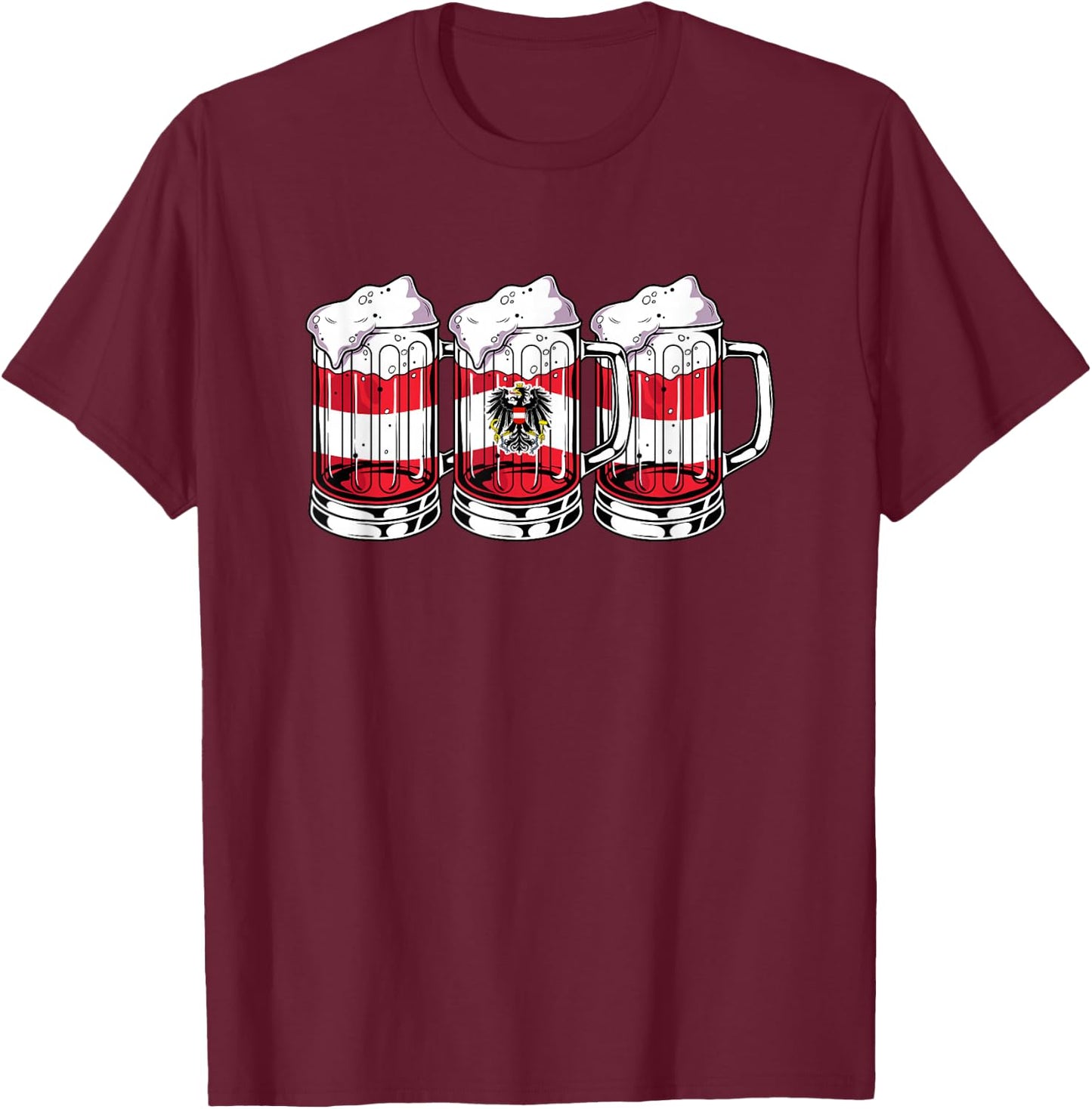 Austria Football Championship 2024 Beer Drinker Fan Item , black T-Shirt - T-Shirt | Maroon