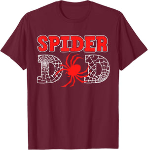 Spider Dad Spidey Birthday Family Matching Kid Daddy Spiders , Black, S T-Shirt - T-Shirt | Maroon