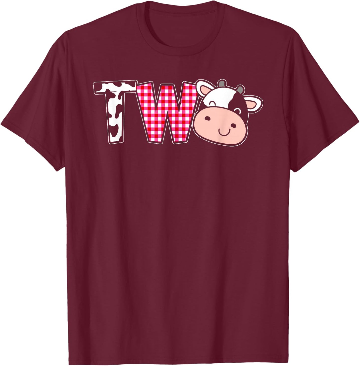 Second Birthday Girl Cow Farm, 2nd Birthday Cow 2 Toddler T-Shirt - T-Shirt | Maroon