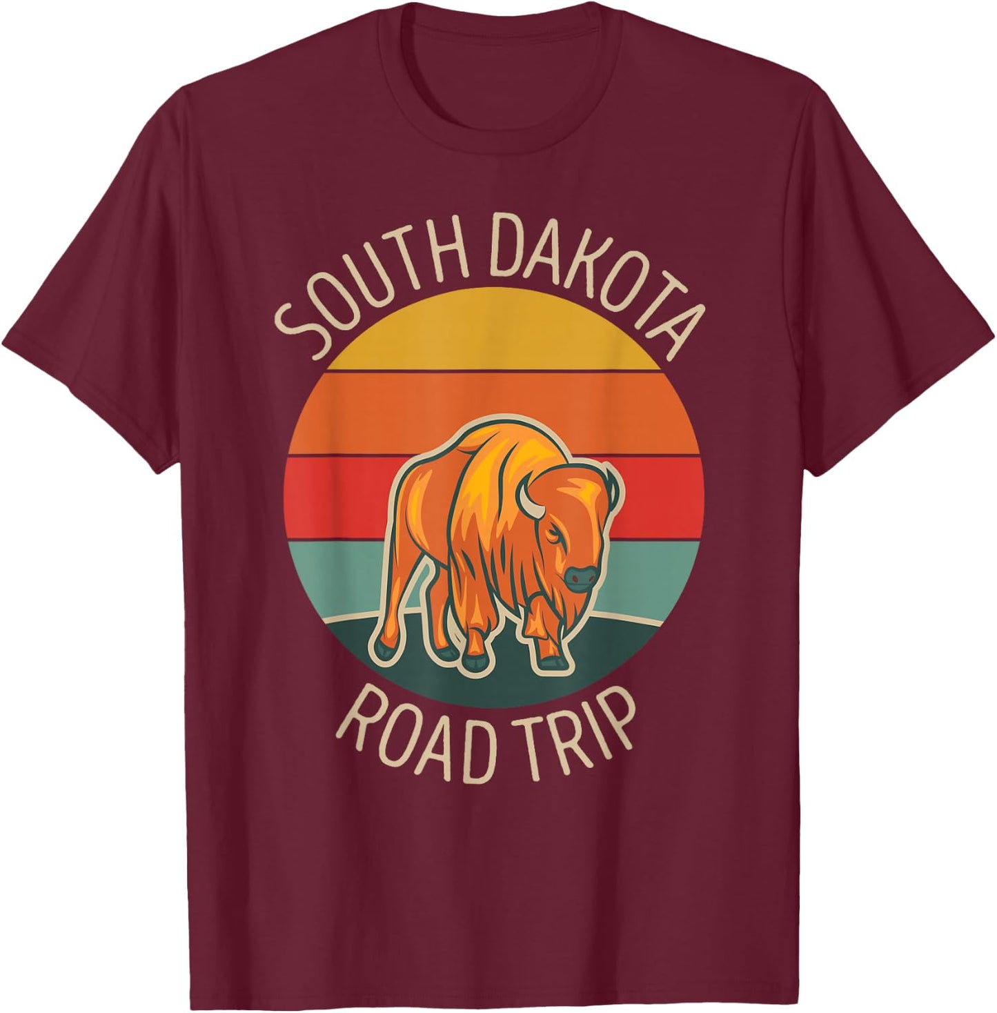 South Dakota Family Road Trip Buffalo Bison Matching T-Shirt - T-Shirt | Maroon