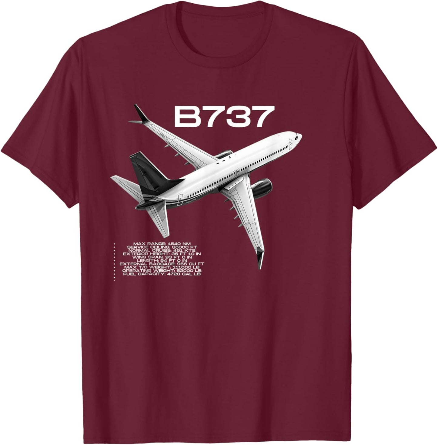 B737 Airplanes ! Aviation Jet T-Shirt - T-Shirt | Maroon