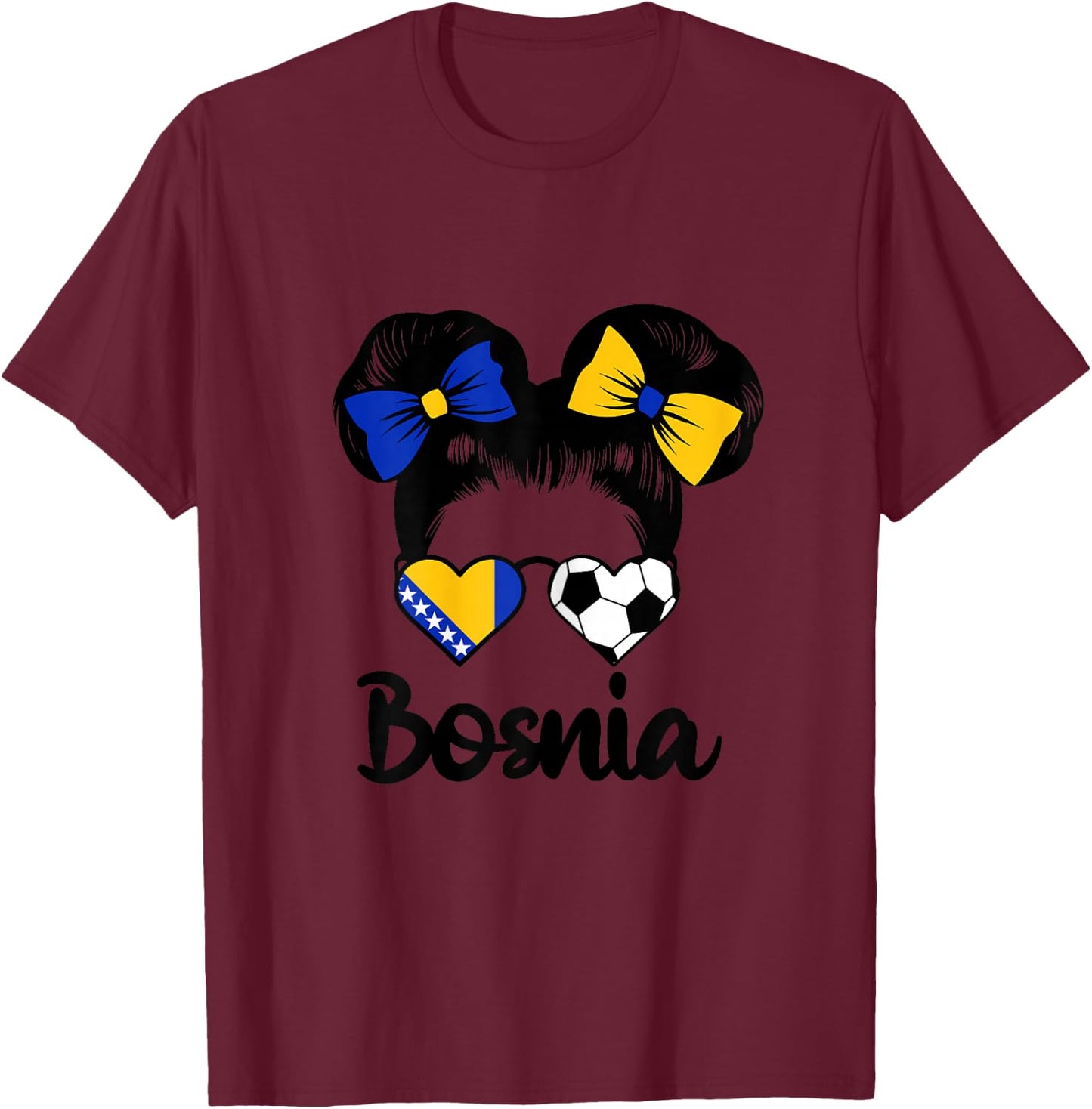 Bosnische Flagge Mädchen Stolze Bosnien Fans Girls T-Shirt - T-Shirt | Maroon