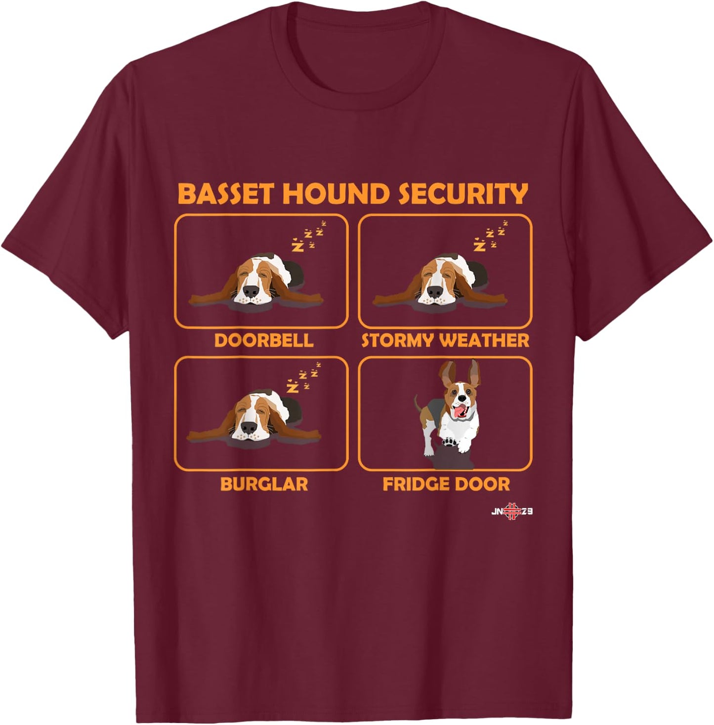 Funny Basset Hound | Basset Hound Security T-Shirt - T-Shirt | Maroon
