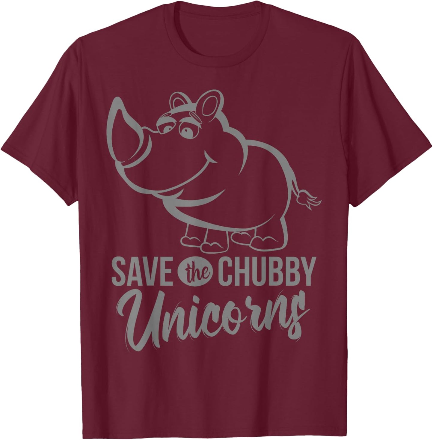 Save The Chubby Unicorns - Cute Rhino T-Shirt - T-Shirt | Maroon