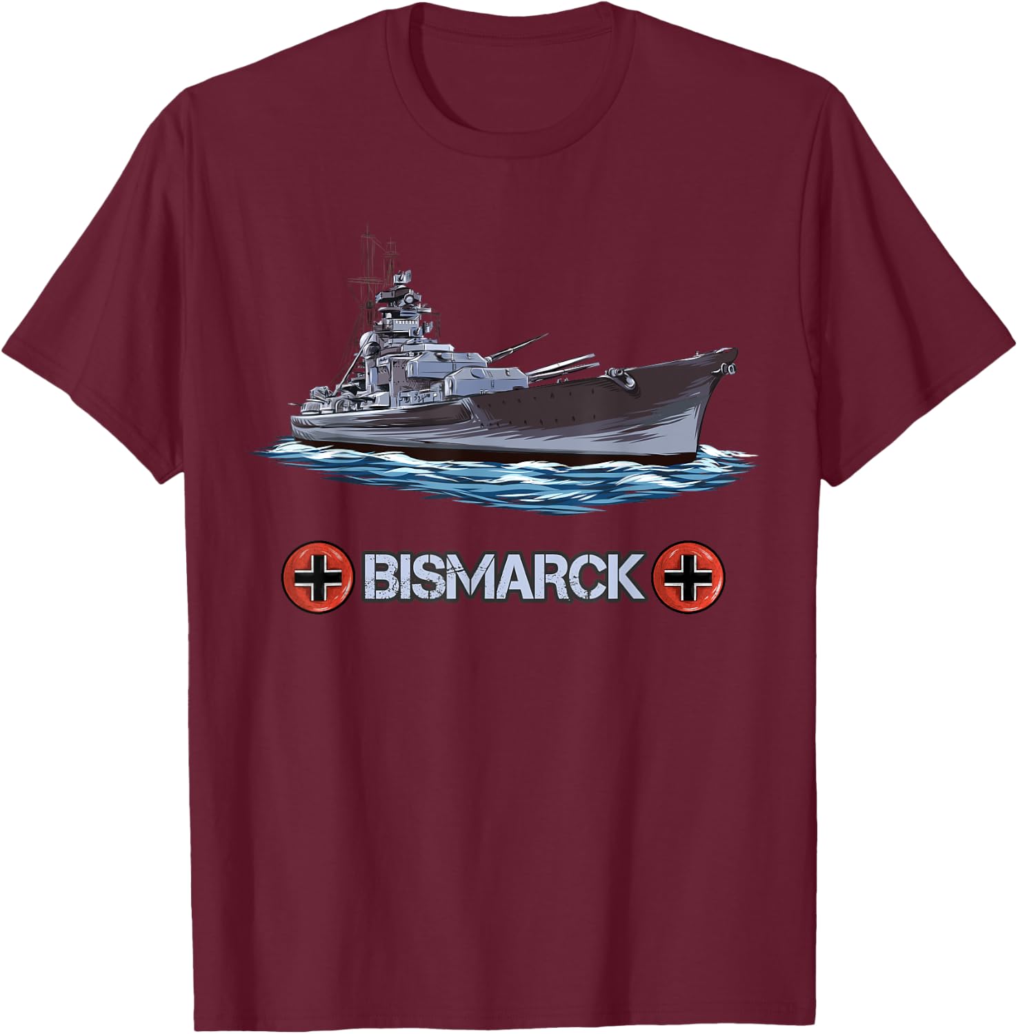 Deutsches schweres Schlachtschiff Bismarck T-Shirt - T-Shirt | Maroon