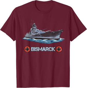 Deutsches schweres Schlachtschiff Bismarck T-Shirt - T-Shirt | Maroon