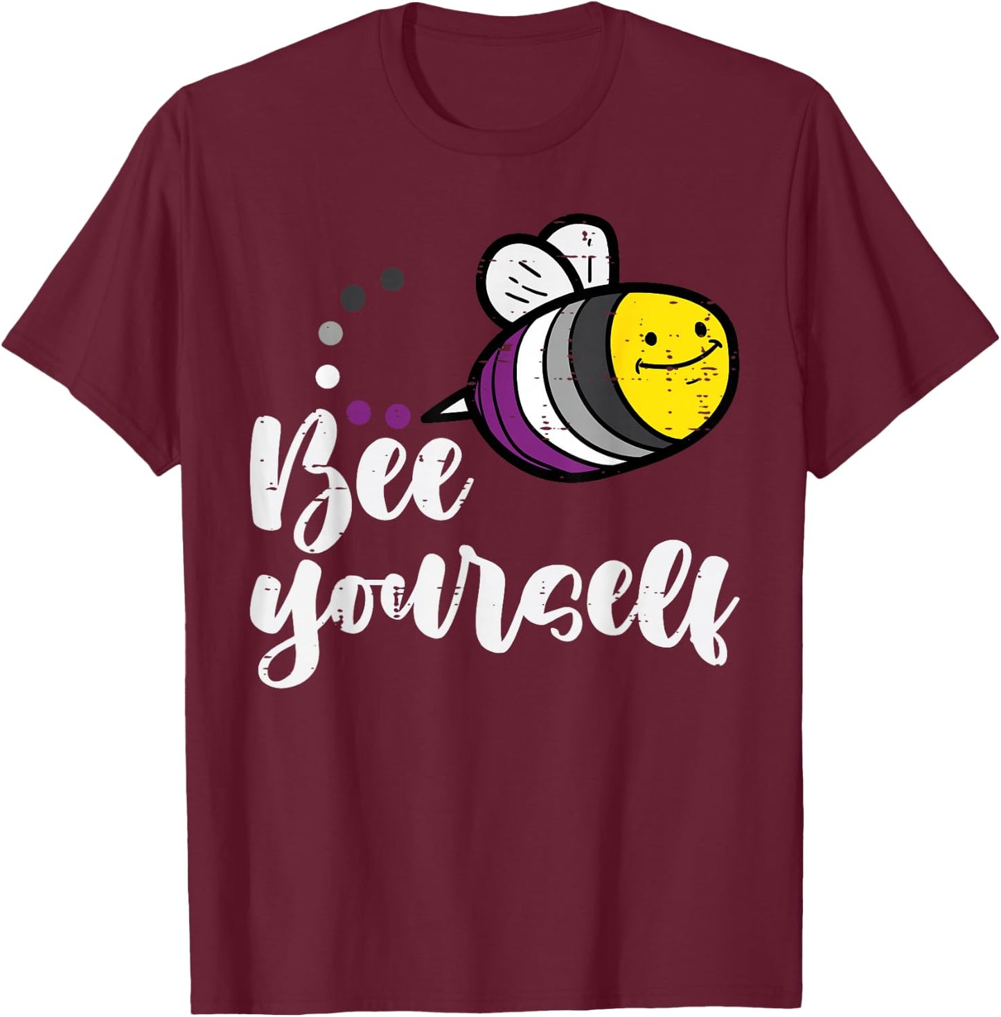 Asexual Bee Yourself Ace Pride Flag LGBTQ Men Women Kids T-Shirt - T-Shirt | Maroon