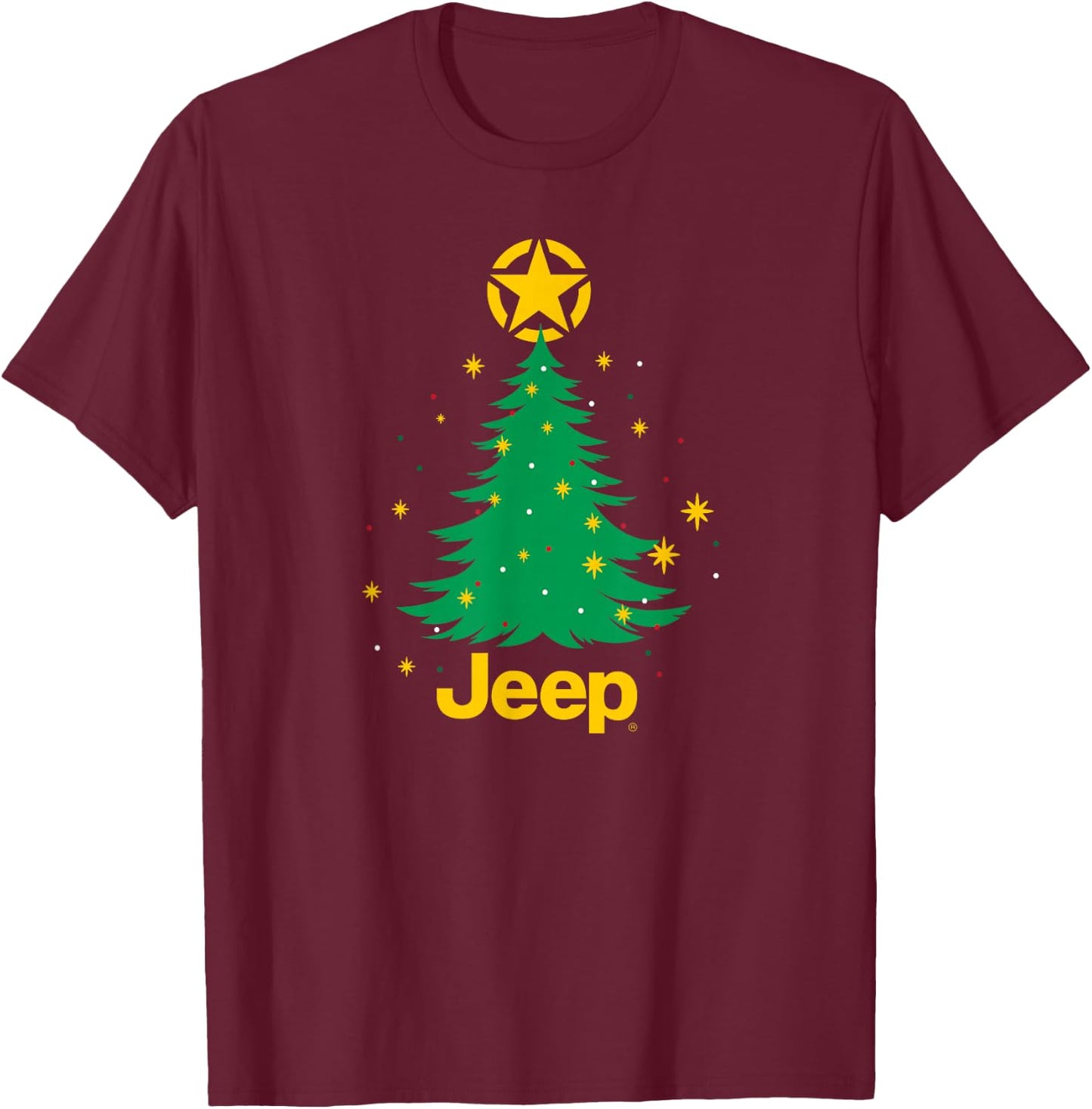 Jeep Christmas Tree T-Shirt - T-Shirt | Maroon