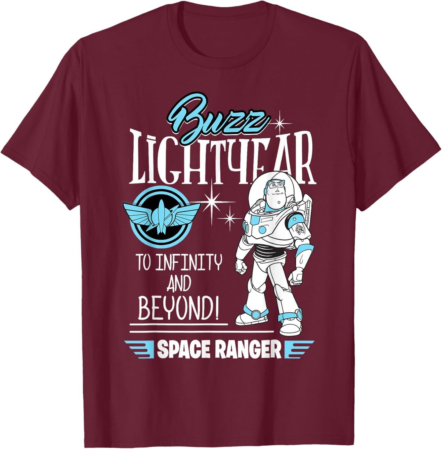 Disney Toy Story Retro Buzz Lightyear Space Ranger , Black, S T-Shirt - T-Shirt | Maroon