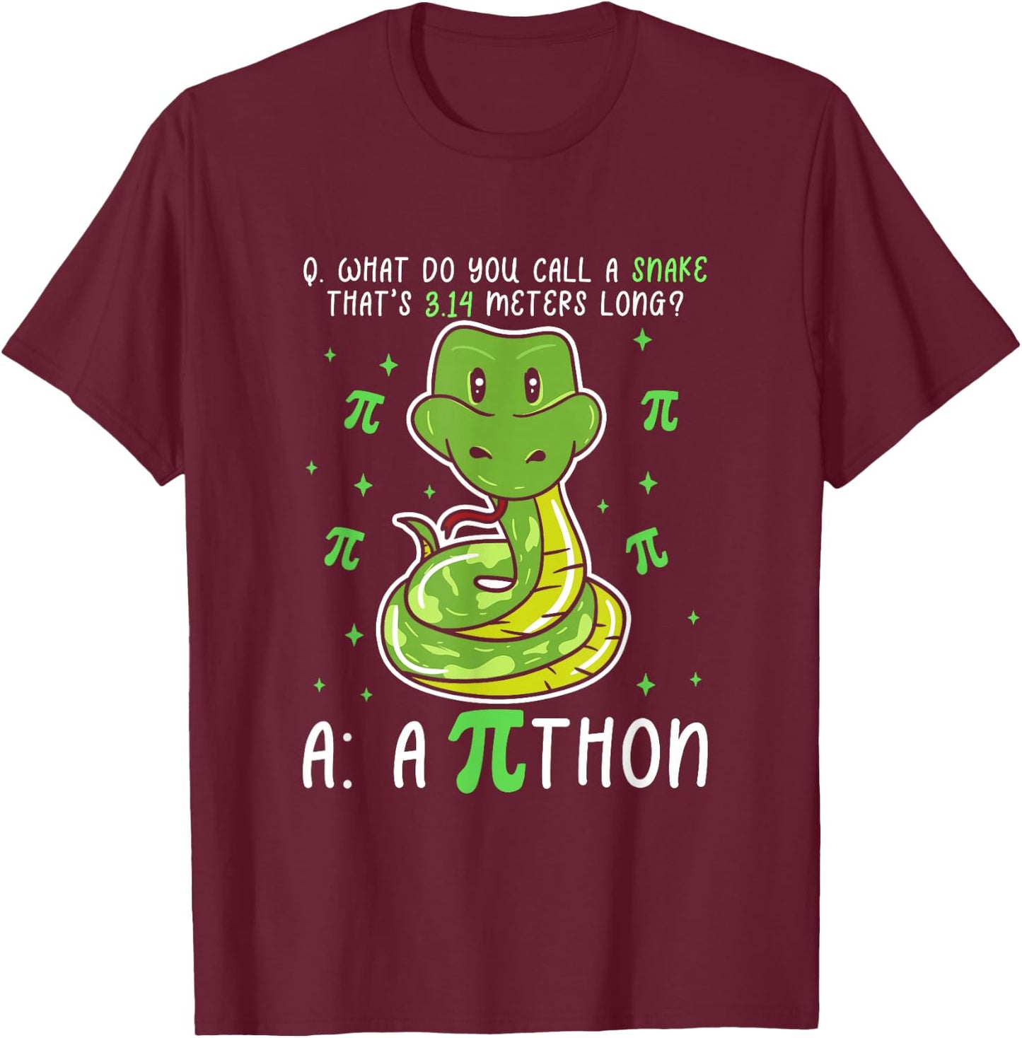 Python Pi Symbol Funny Math Teacher Pi Day T-Shirt - T-Shirt | Maroon