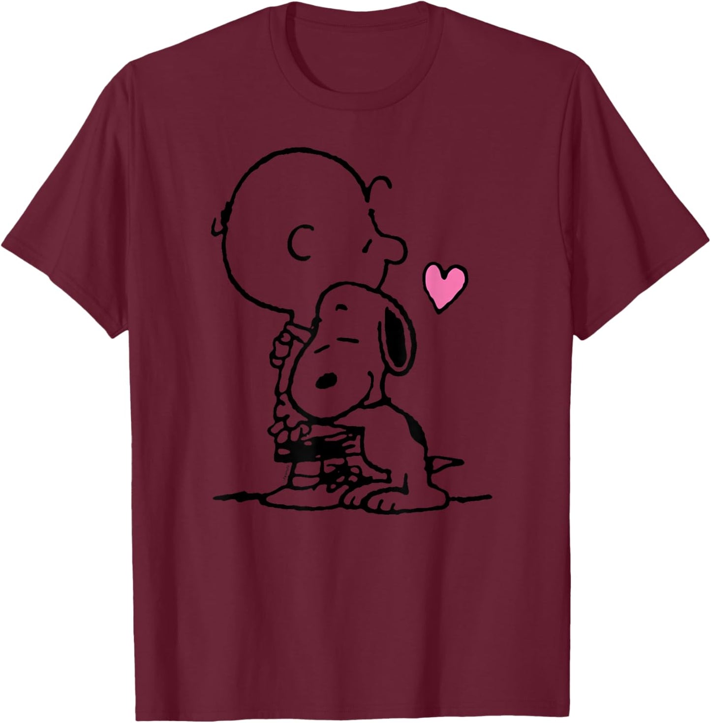 Peanuts Snoopy Charlie Hug T-Shirt - T-Shirt | Maroon
