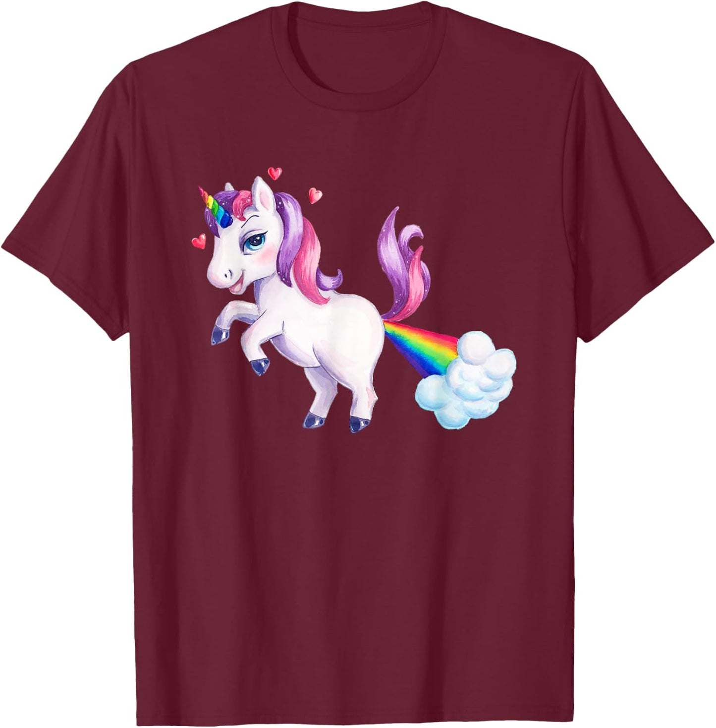 Rainbow Unicorn Fart | Funny Farting Unicorn T-Shirt - T-Shirt | Maroon