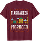 Marrakesh Morocco City Skyline Map Travel T-Shirt - T-Shirt | Maroon