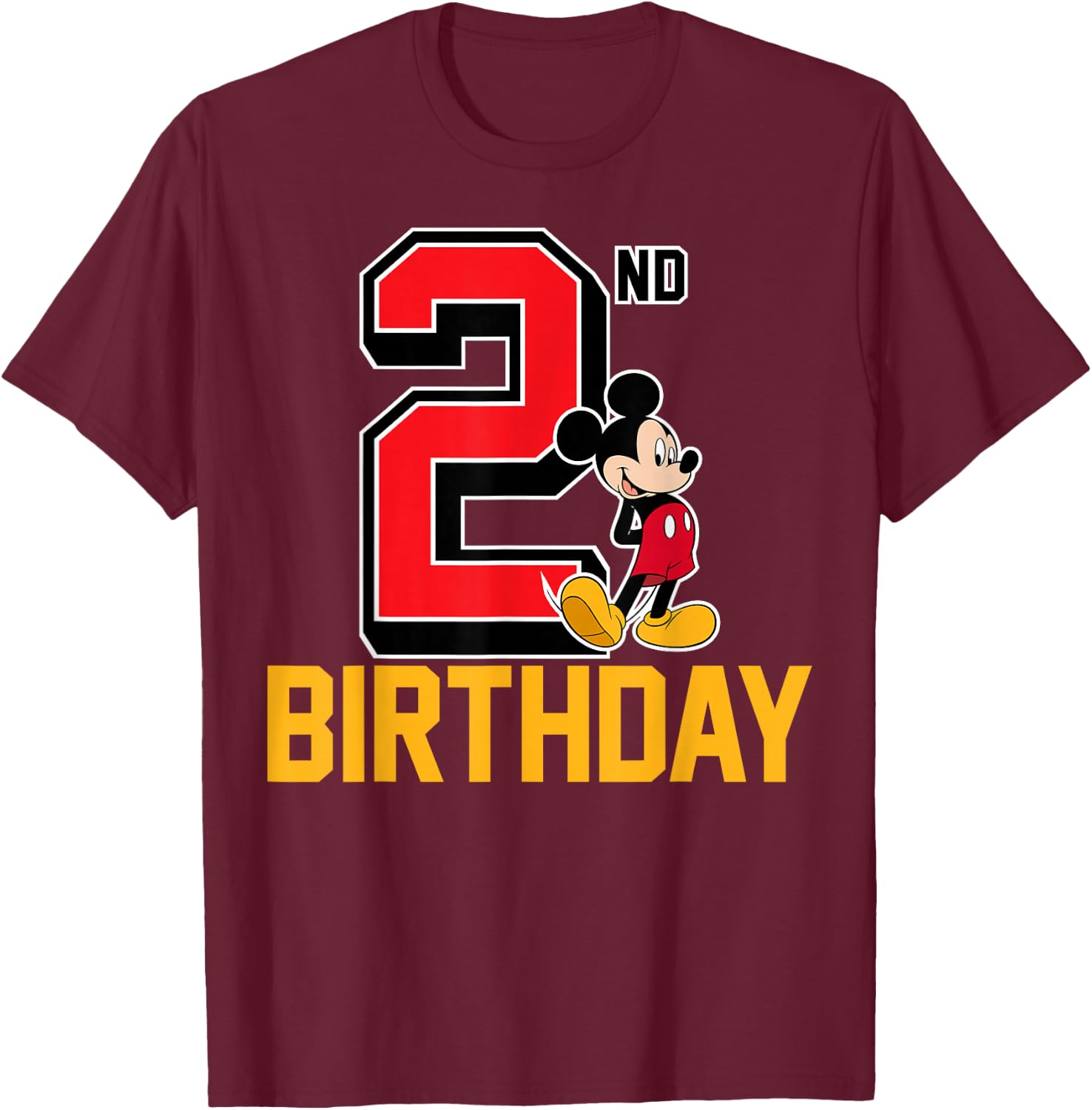 Disney - Mickey Mouse My 2nd Birthday T-Shirt - T-Shirt | Maroon