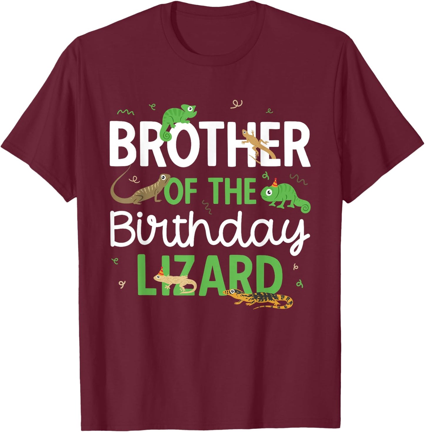 Reptile Brother Of The Birthday Lizard Themed Birthday T-Shirt - T-Shirt | Maroon