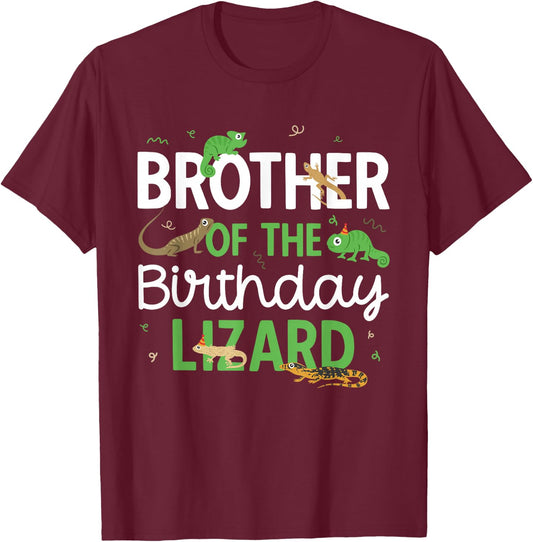 Reptile Brother Of The Birthday Lizard Themed Birthday T-Shirt - T-Shirt | Maroon