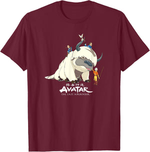 Avatar: The Last Airbender Team Avatar Group Shot Distressed T-Shirt - T-Shirt | Maroon