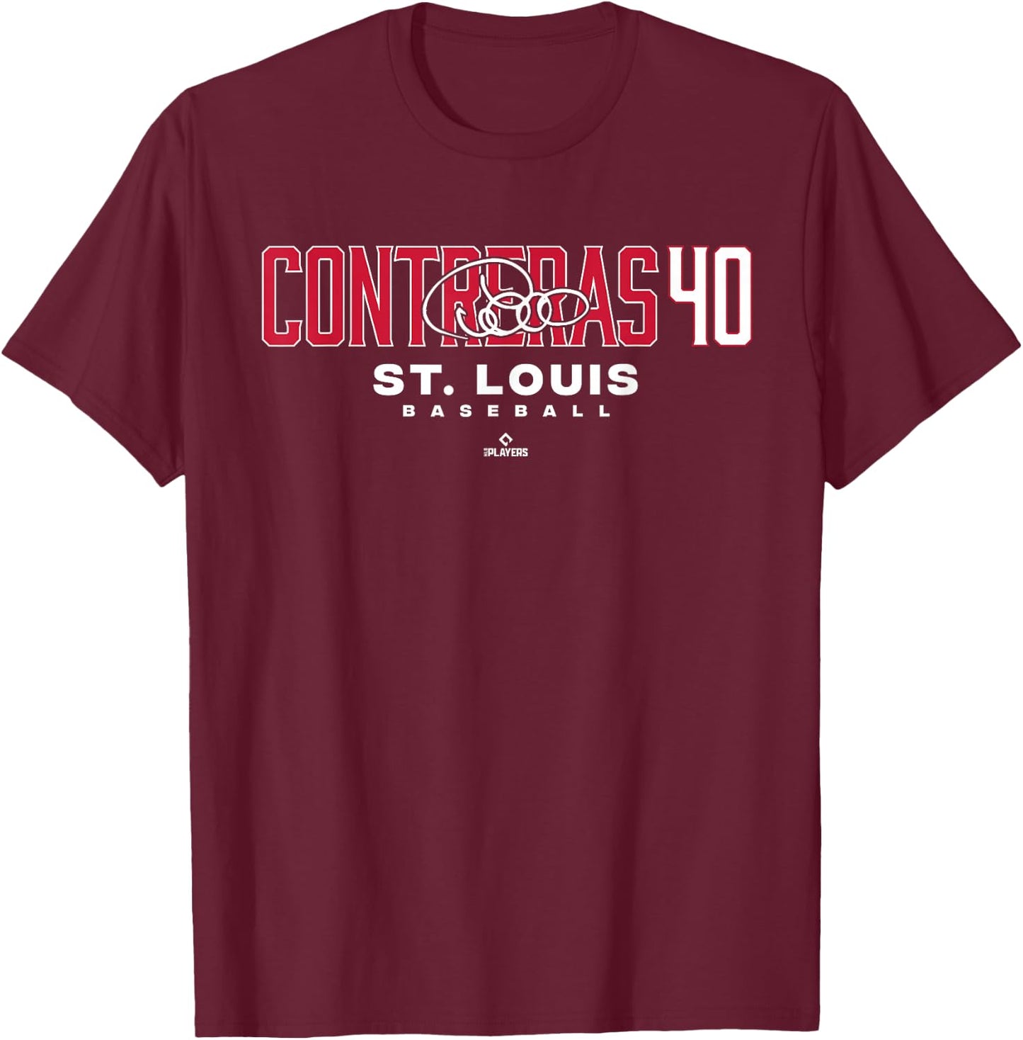 Name Number City Willson Contreras 40 St. Louis Baseball T-Shirt - T-Shirt | Maroon